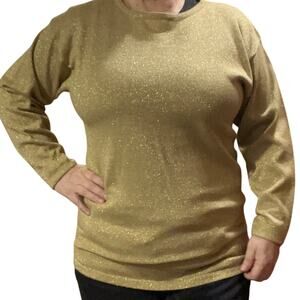 Doncaster Sport Womens Vintage Gold Shimmer Sweater Size Medium
